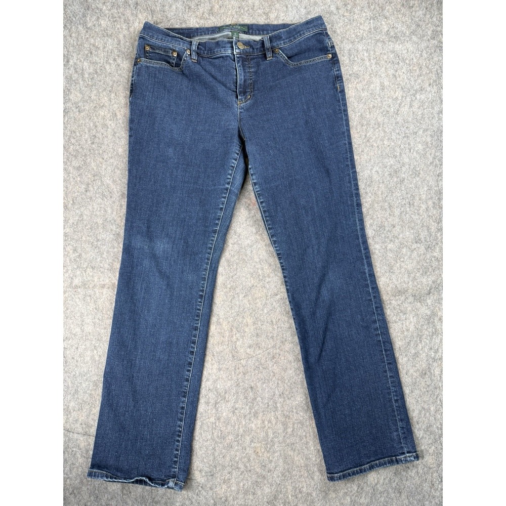 Lauren Ralph Lauren Womens Classic Straight Leg Jeans Dark Blue Size 12 Stretch